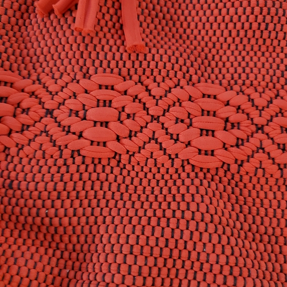 Vintage Red Boho Crochet Fabric Tote Handbag - Picture 8 of 11